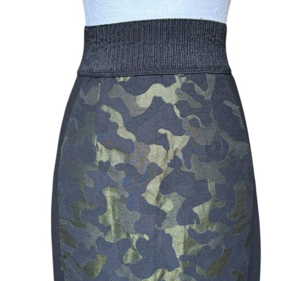 Anthropologie Maeve Camo Pencil Skirt Black Green Jacquard High Waisted  Size 2 - Picture 6 of 15
